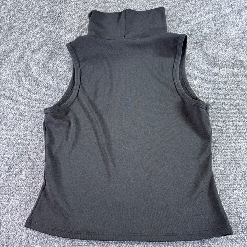 Sage the Label Sleeveless Top Women XL Black Mock Neck Ribbed Knit LG1222DL USA